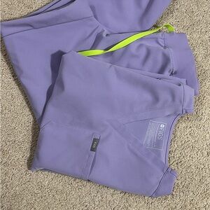 Figs Light Purple Scrub Set with Neon Accent